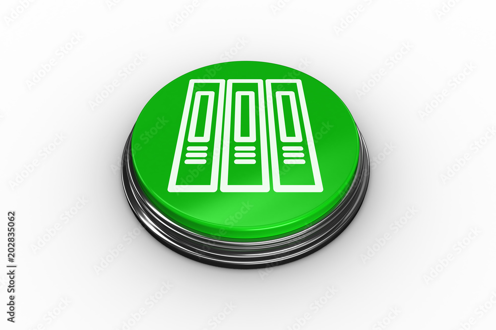 Poster files graphic on digitally generated green push button