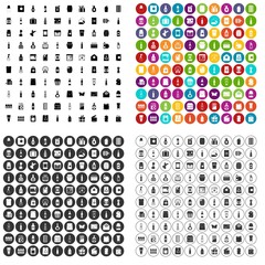 100 packaging icons set vector in 4 variant for any web design isolated on white