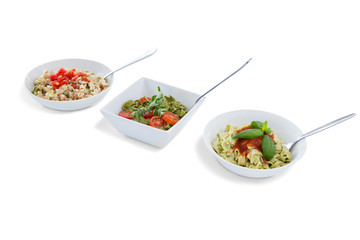 Pasta served in bowls