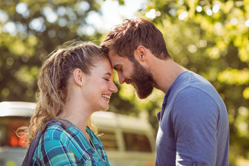 Fototapeta premium Hipster couple smiling at each other