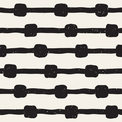 Hand drawn style seamless pattern. Abstract grungy geometric shapes background in black and white.