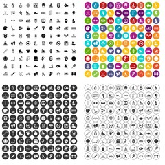 100 physical training icons set vector in 4 variant for any web design isolated on white