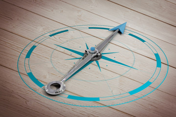 Compass against wooden floor © vectorfusionart