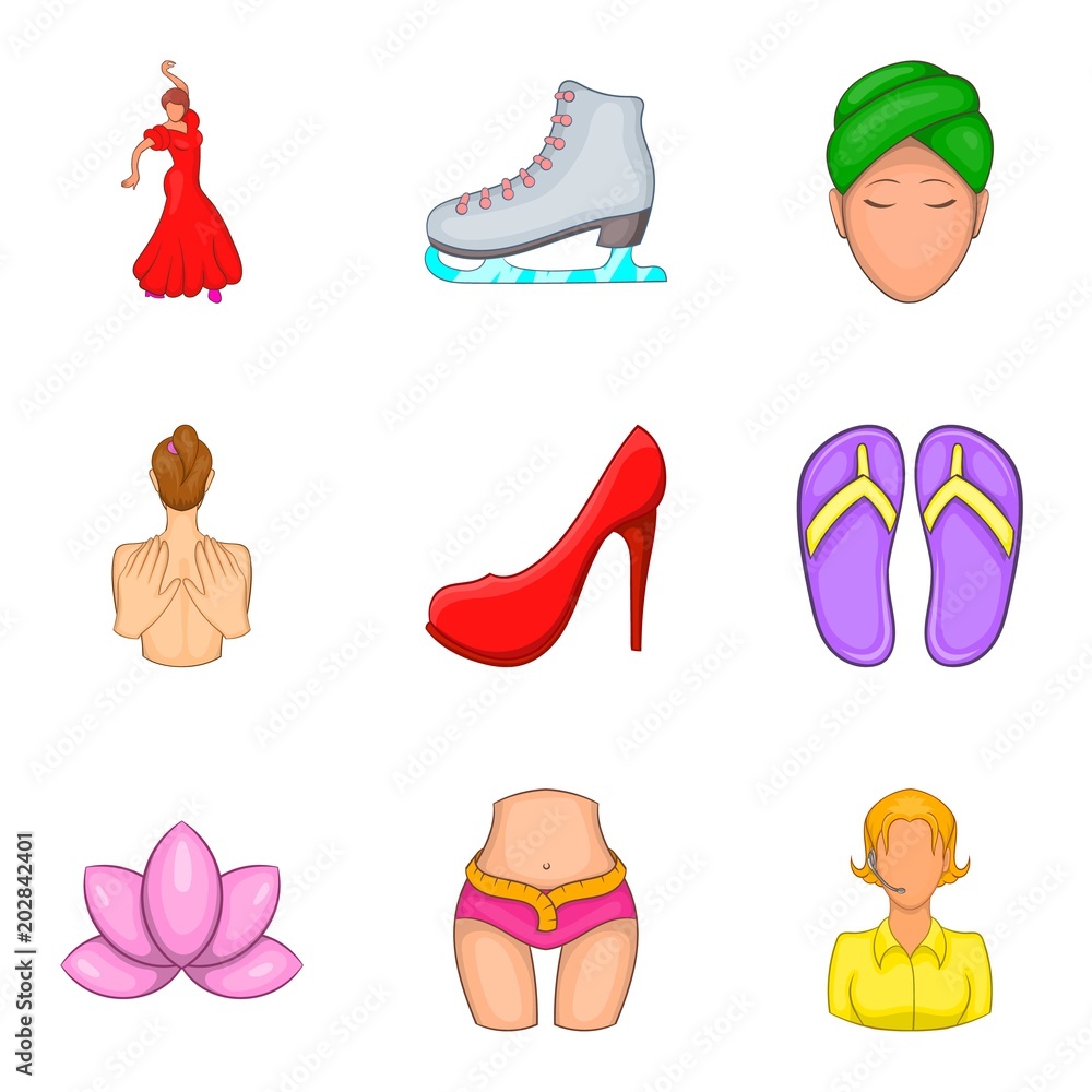 Poster delicate icons set. cartoon set of 9 delicate vector icons for web isolated on white background