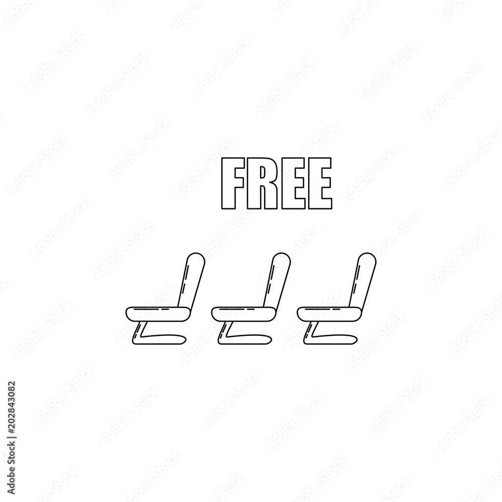 Poster free seats in the plane illustration. element of airport for mobile concept and web apps. thin line 