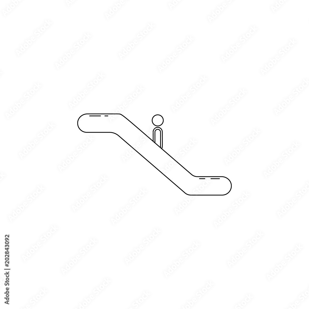 Poster escalator down illustration. element of airport for mobile concept and web apps. thin line illustrat