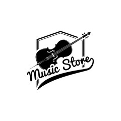 Violin icon. Music store logo badge emblem. Musical instrument Symbol. Vector.