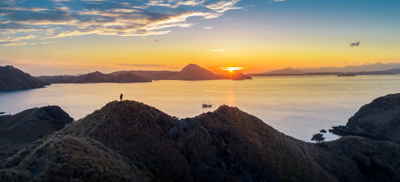 Tourists are taking photos at padar island part of komodo national park