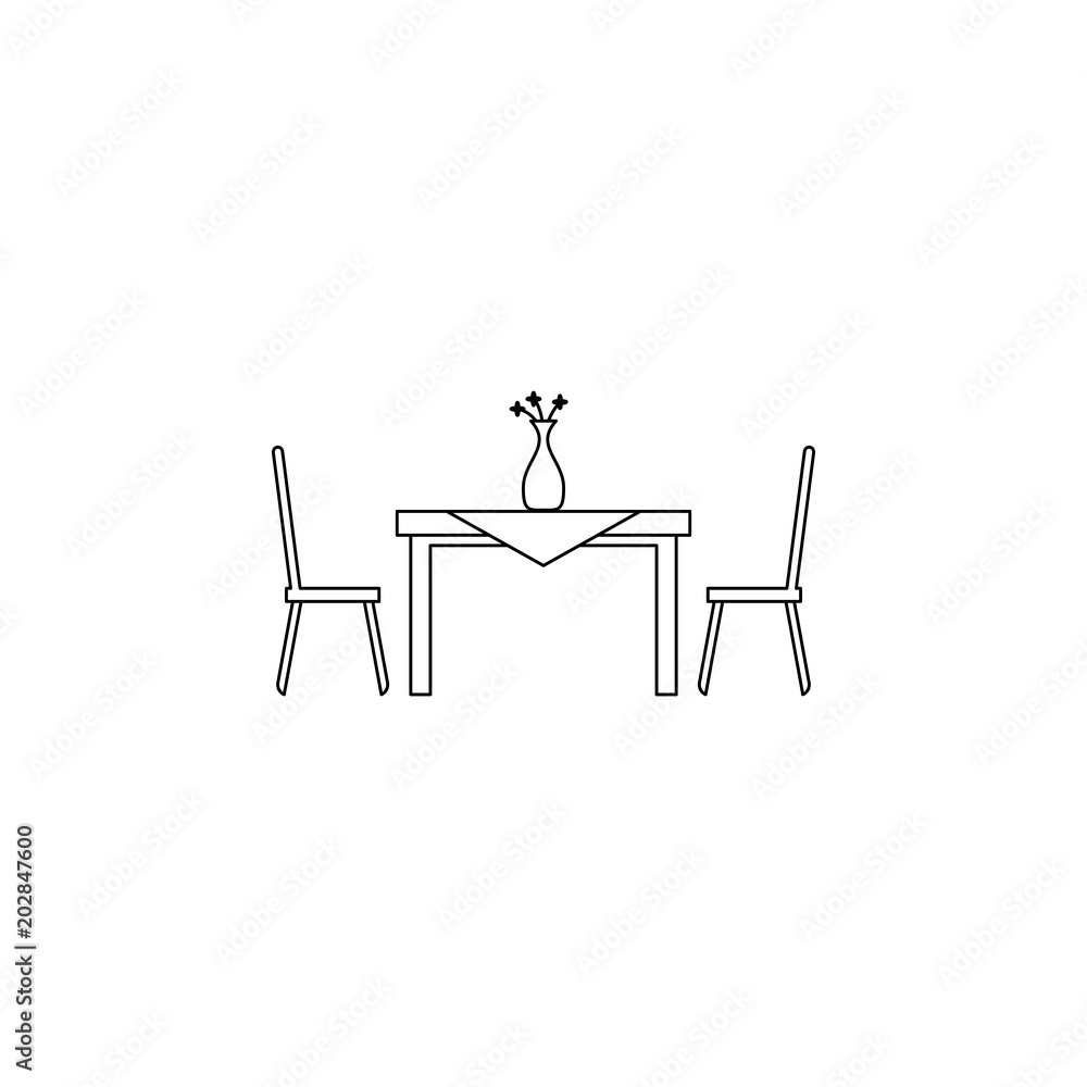 Poster table and chairs icon. element of furniture for mobile concept and web apps. thin line icon for webs