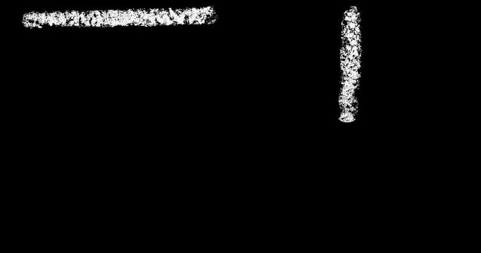q, r, s, t, u handwritten white chalk letters isolated on black background animation, hand-drawn chalk font, stock video in 4k resolution
