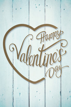 Valentines message against painted blue wooden planks
