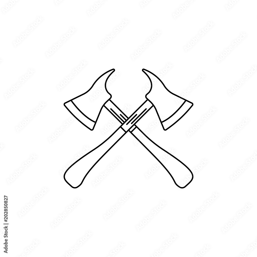 Poster fire axes illustration. element of firefighter for mobile concept and web apps. thin line illustrati