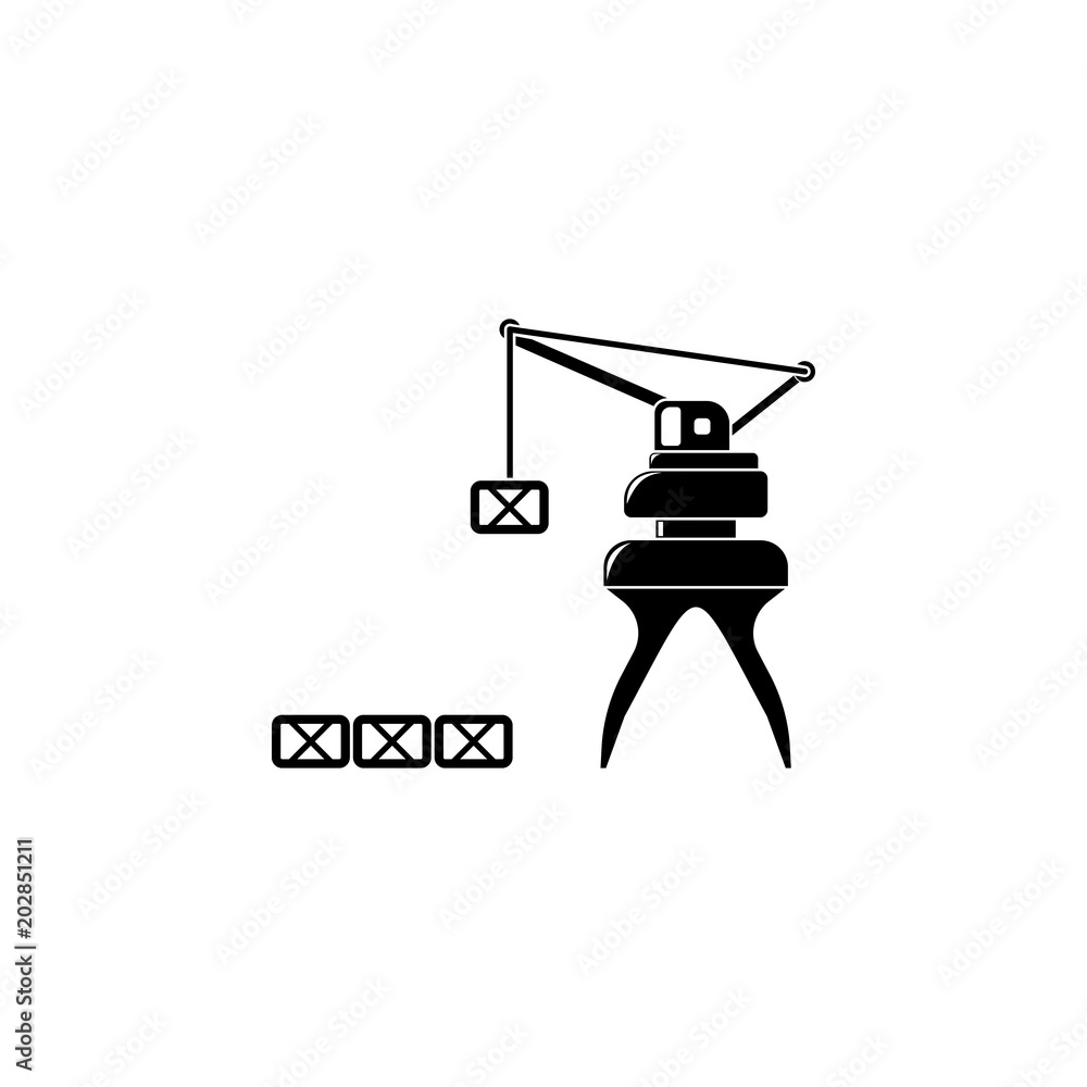 Poster crane with load illustration. element of a logistic for mobile concept and web apps. detailed illust