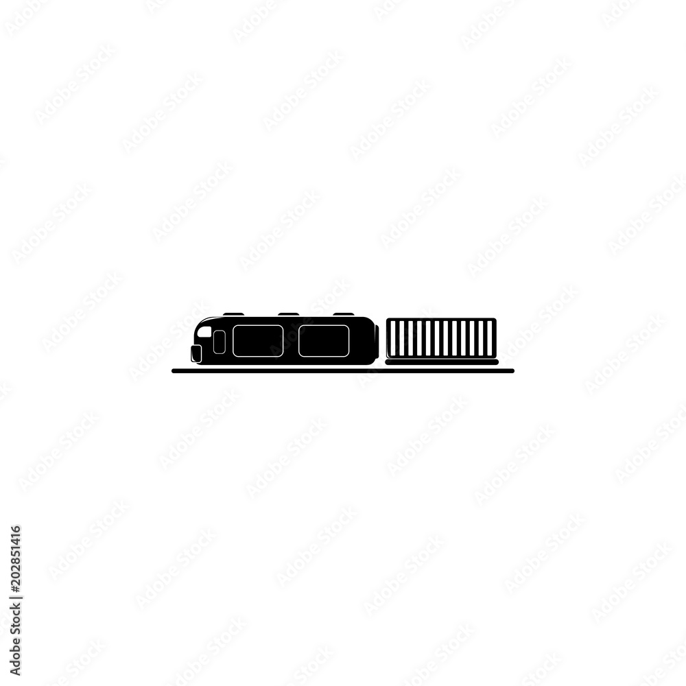 Poster train with a car illustration. element of a logistic for mobile concept and web apps. detailed illus