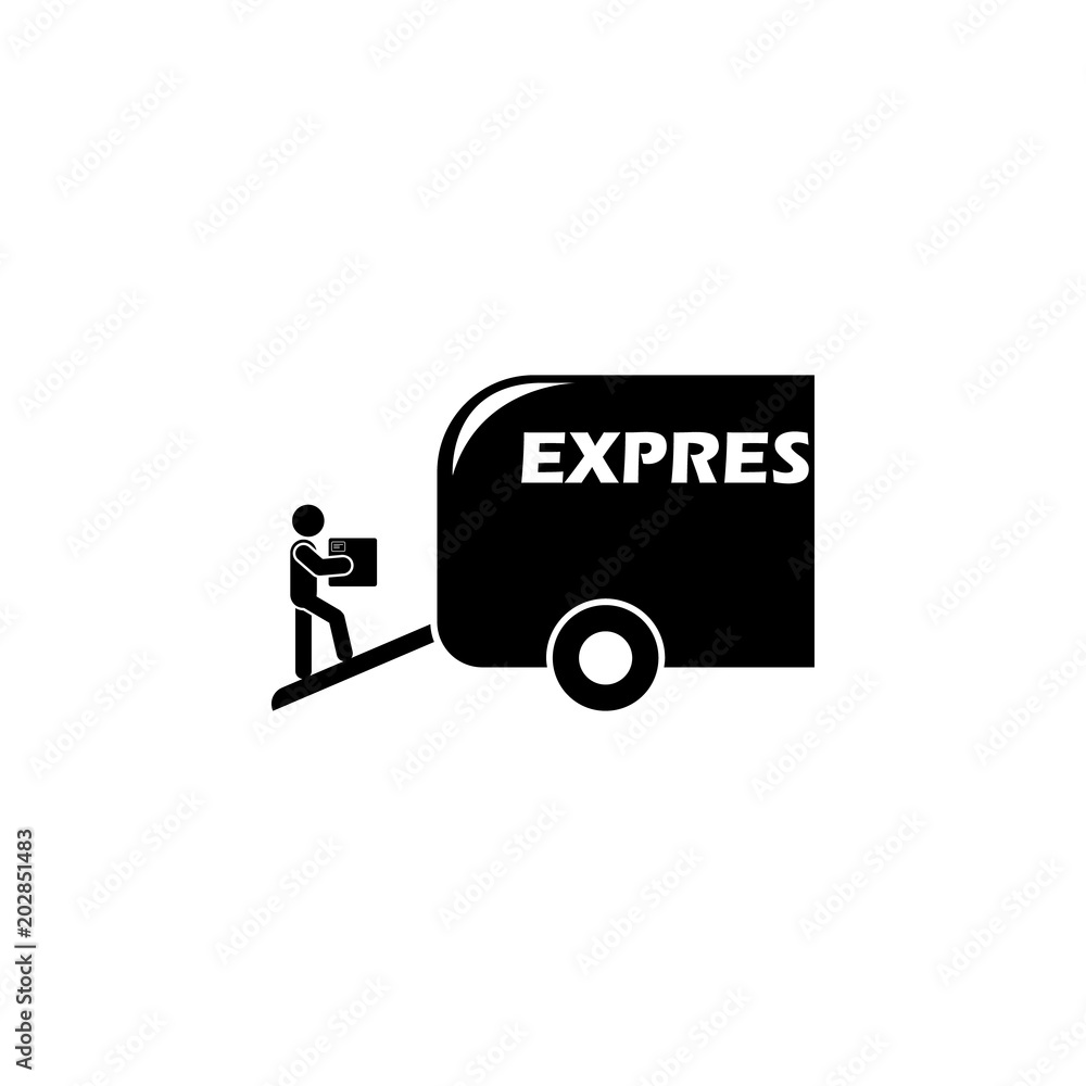 Aufkleber delivery of parcel by express mail illustration. element of a logistic for mobile concept and web ap