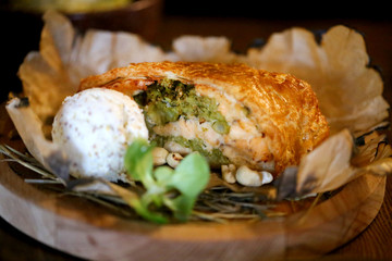 Photo of a beautiful tasty pie