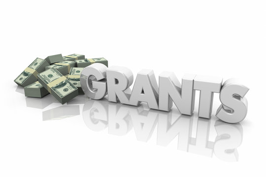 Grants Money Financial Support Endowment Word 3d Illustration