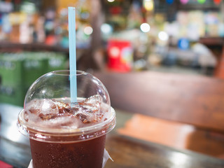Tea in a glass of clear plastic