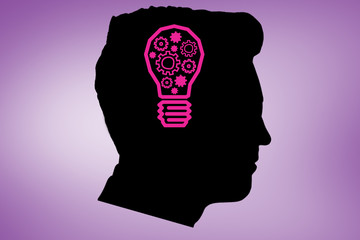 Idea and innovation graphic against purple vignette