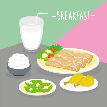 Food Meal Breakfast Dairy Eat Drink Menu Restaurant Vector