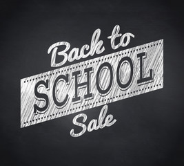 Composite image of back to school sale message against blackboard