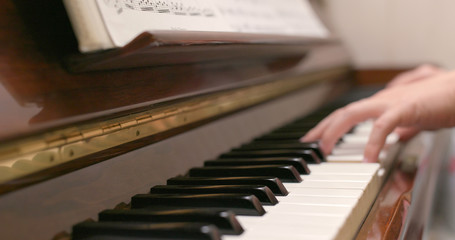Playing piano at home