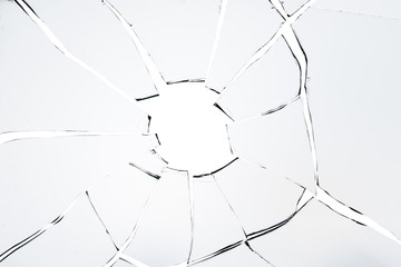 Broken glass craked on white background ,hi resolution photo art abstract texture object design