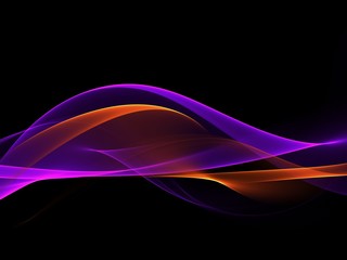     Neon waves on black, border design element 