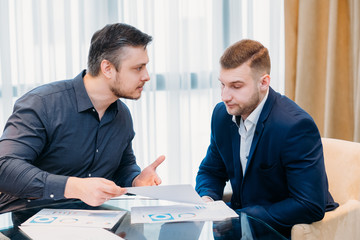 business miscommunication. partner risky enterprise offer. boss is not convinced or impressed with the results or perspectives