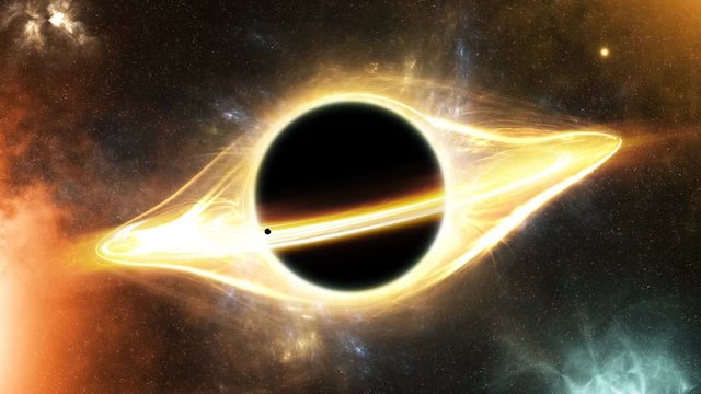 Light around a black hole in space and a planet that tightens into a black hole