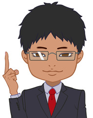 諭す眼鏡のちびキャラ　男性　タイプD