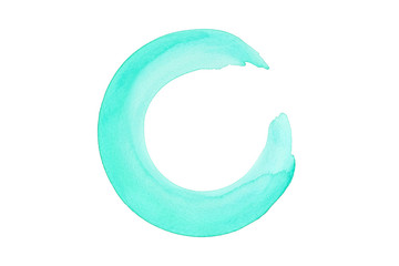Abstract green circle watercolor on white paper