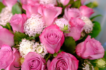 Fototapeta na wymiar Romantic Flower bouquet arrangement with white, pink, rose 