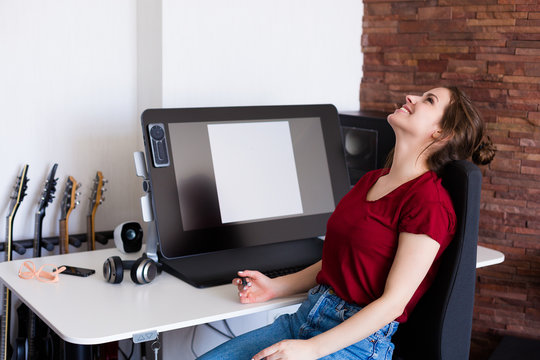 Woman working at the computer