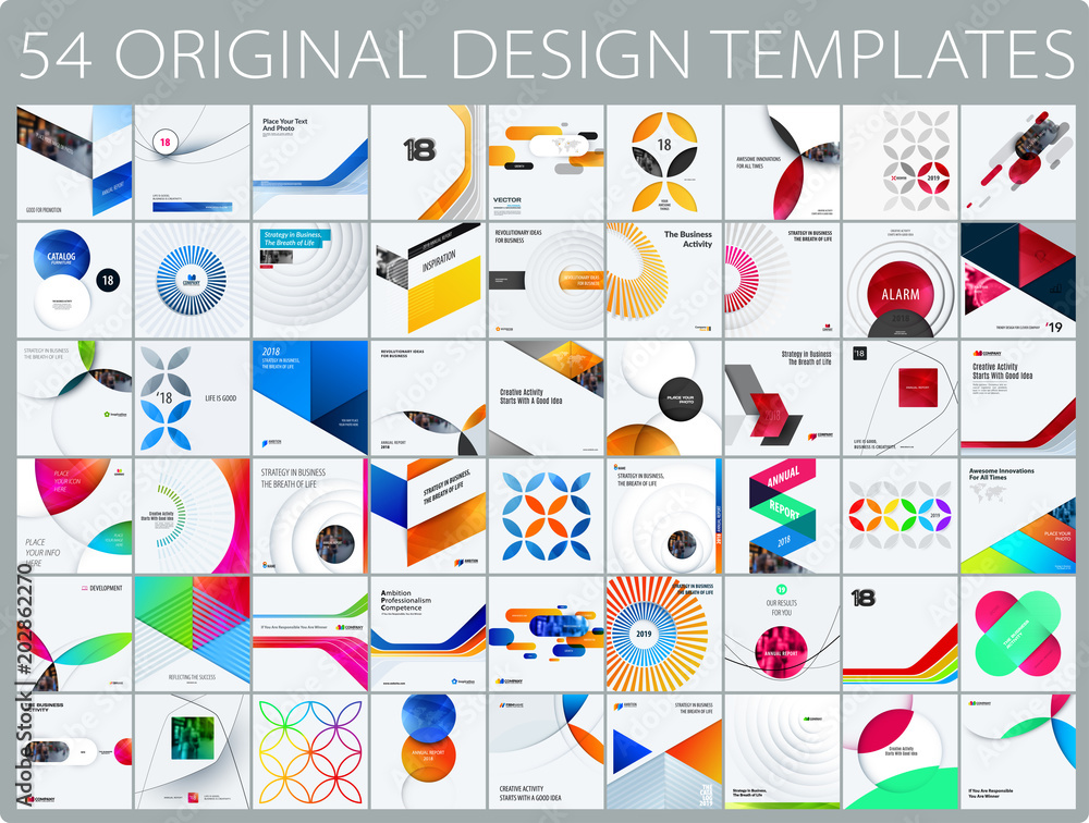 Poster design set of colourful abstract vector elements for modern background with circles, squares, triang