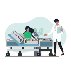 Medical and   patient in the hospital room. ,Vector illustration cartoon character