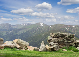 View of Chornohora range from peak Pip Ivan in Carpathians