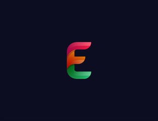 letter E colorful logo design template
