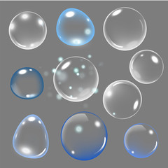 Realistic soap bubble on gray background. vector soap bubble illustration. Soap Bubble set. Vector illustration