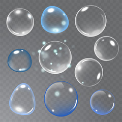 Realistic soap bubble on transparent background. vector soap bubble illustration. Soap Bubble set. Vector illustration