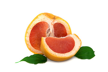 large, ripe grapefruit on white background, bright and very juicy citrus with no background.