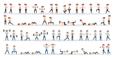 Fitness exercises set.