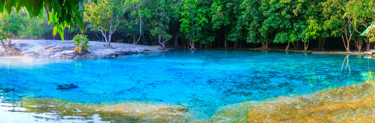 Fototapeta na wymiar Beautiful Emerald pool for swimming at Krabi THAILAND