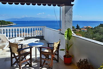 Greece,island Paxos-terrace and views of the city Gaios
