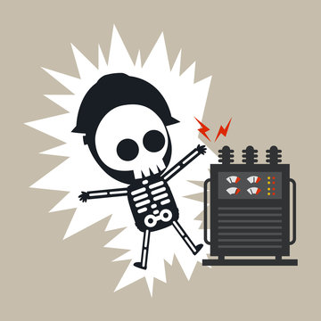 Safety and accident, Electric shock, feel a shock, Vector illustration, Industrial safety cartoon