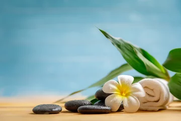 Wall murals Spa spa concept with candle, stone, flower and bamboo, relaxation