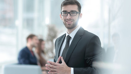 successful businessman on blurred background business team.