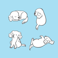 Cartoon actions adorable white dog vector.