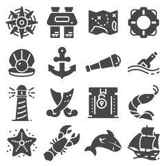 Nautical vector illustration icon set