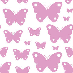 Seamless pink butterflies